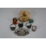 A MIXED BAG OF COSTUME JEWELLERY, etc