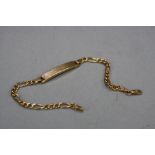 A 9CT I.D. BRACELET, approximate weight 4.2 grams