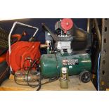 A PARKSIDE PKO 270 B2 AIR COMPRESSOR, a pneumatic hose reel and three airline oilers (5)