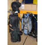 TWO GOLF BAGS, a trolley and a selection of Titleist golf clubs