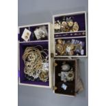 TWO JEWELLERY BOXES OF MIXED COSTUME JEWELLERY, etc