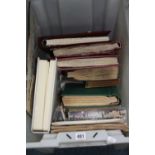 A LARGE PLASTIC BOX CONTAINING STAMPS, albums and loose