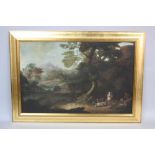 STYLE OF CARLO ANTONIO TAVELLA, Italianate landscape with figures and animals on a woodland path,