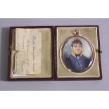 EARLY 19TH CENTURY BRITISH SCHOOL PORTRAIT MINIATURE ON IVORY, head and shoulders portrait of a