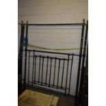 A VICTORIAN IRON AND GOLD PAINTED FULL TESTER FOUR POSTER BED, with two irons and two top rails (6)