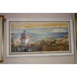 EDITH ROLLIN, Mustering Wild Horses in Rhone Delta, oil on canvas, signed lower right, titled