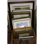 PAINTINGS AND PRINTS, a box containing Limited Edition prints, unframed and framed watercolours,