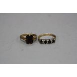 TWO RINGS, to include a late 20th Century 18ct gold sapphire and half hoop ring, estimated total