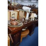 A QUANTITY OF MISCELLANEOUS METALWARE, including a brass occasional table with glass top, a quantity