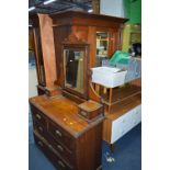 A WALNUT SINGLE MIRROR DOOR WARDROBE, and dressing table (2)