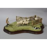 A BORDER FINE ARTS LIMITED EDITION SCULPTURE, 'Anxious Moment' (Penning Sheep) B0584 by Ray Ayres,