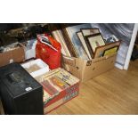 A QUANTITY OF COINS, STAMPS, BOOKS, PRINTS, etc, including James Bond and Enid Blyton (all