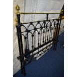 A CAST IRON AND BRASS 3'6'' BED FRAME, with two irons (4)