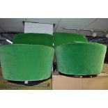 A PAIR OF GREEN SWIVEL CHAIRS