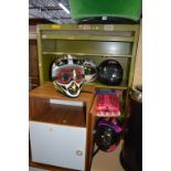 AN INDUSTRIAL METAL CABINET, with linen roll front