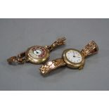 TWO 9CT LADIES WATCHES, on sprung straps, approximate total weight 48.8 grams