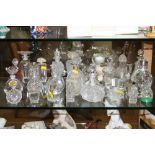THIRTY THREE GLASS SCENT BOTTLES, to include Waterford Crystal