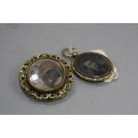 TWO VICTORIAN MOURNING PINCHBECK BROOCHES