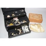 JEWELLERY BOX WITH A QUANTITY OF MIXED COSTUME JEWELLERY, etc