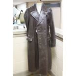 A DUTCH BROWN LEATHER FULL LENGTH GENT'S COAT