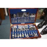 A HOUSLEY INTERNATIONAL KINGS PATTERN STAINLESS STEEL CANTEEN OF CUTLERY, eight place settings and