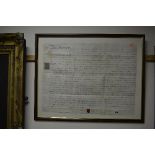 FOUR FRAMED 18TH AND 19TH CENTURY INDENTURES, relating to Manchester, Lancaster, Gloucester and