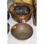 A BENHAM & FROUD ARTS & CRAFTS COPPER JARDINIERE, backstamp to base and 'Made in London', diameter