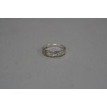 A 9CT GOLD DIAMOND HALF ETERNITY RING, ring size L