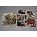 TWO TRAYS OF MIXED COSTUME JEWELLERY