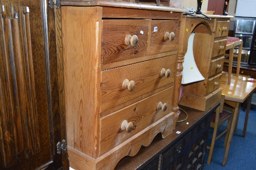 A PINE CHEST, of two short and two long drawers and a pine desk with four drawers (2)