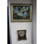 G.HARRY? 20TH CENTURY, ducks on the water amongst lilypads, oil on canvas, signed lower left, 39.5cm