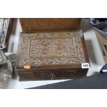 A CARVED WORK/CIGAR BOX, with key, width approximately 31cm