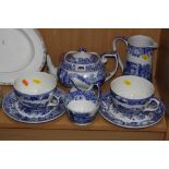 SPODE 'ITALIAN' TEAPOT, MILK JUG, SUGAR AND A JUG, together with two 'Spode Blue Room Collection'