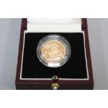 A GOLD PROOF SOVEREIGN 1991, boxed and papers
