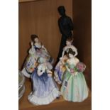 FIVE ROYAL DOULTON FIGURES, 'Happy Birthday' HN3660, 'Happy Anniversary' HN3097, 'Christine' HN2792,