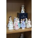 TWELVE SMALL ROYAL DOULTON FIGURES, 'Almost Grown' HN3425 (boxed), 'Cookie' HN2218, 'The Rag Doll'