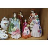 SEVEN ROYAL DOULTON FIGURES, 'Rose' HN1368, 'Cissie' HN1809, 'Miss Demure' HN1408, 'Premiere'