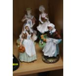 FOUR ROYAL DOULTON FIGURES, 'Country Love' HN2418 limited edition 1710/12500, 'The Milkmaid' HN2067,