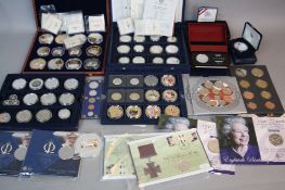 A COIN COLLECTION CONTAINING GOLD COINS, with miniatures, to include silver proof gold layered