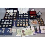 A COIN COLLECTION CONTAINING GOLD COINS, with miniatures, to include silver proof gold layered