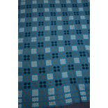 A SECOND HALF 20TH CENTURY WELSH WOOLLEN BLANKET, blue, red, white, black and two tone brown and