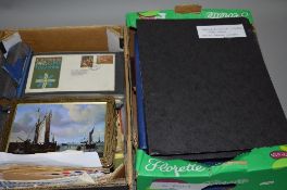 VARIOUS STAMPS AND COVERS, in albums and loose, contained in two boxes including India