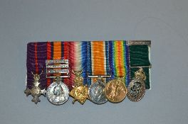 A PERIOD GROUP OF MINIATURE MEDALS, on a wearing bar, attributed( by vendor) to a Lt. Col. J P