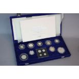 A CASED MILLENNIUM 13 COIN SILVER PROOF COLLECTION, Crown to Maundy penny with C.O.A.'s