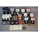 A BOX CONTAINING MAINLY SILVER PROOF BOXED COINS, to include 1994 three coin silver proof