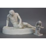 A VICTORIAN PARIAN BROWN, WESTHEAD AND MOORE CRYSTAL PALACE ART UNION FIGURE OF A WOUNDED GLADIATOR,