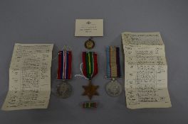 A SMALL BOX CONTAINING A WWII GROUP OF MEDALS TO AN AUSTRALIAN SERVICEMAN POSSIBLY AIR FORCE,