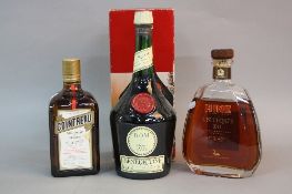THREE BOTTLES OF SPIRITS, comprising 1 x Hine Antique XO Cognac, 1 x D.O.M Benedictine (1 litre) and