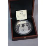 A BOXED 1 KILO SILVER PROOF $50 COIN 1996, Fiji Queen Mother Lady of The Century No.400 with C.O.A