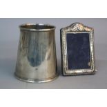 A GEORGE VI SILVER TANKARD OF CONICAL FORM, cast 'C' shaped handle, engraved inscription, maker A.L.